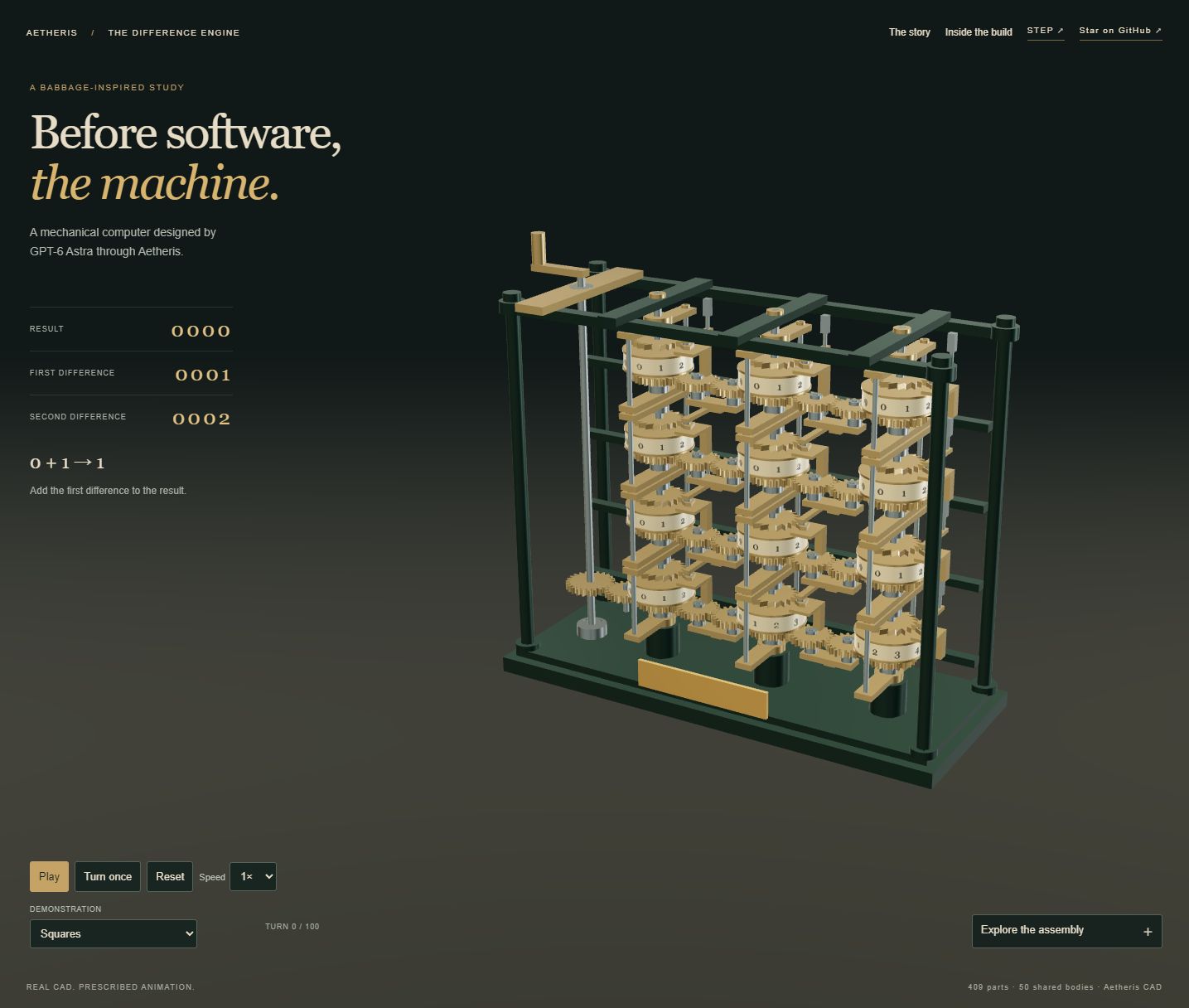 Aetheris 差分机:层级 CAD 装配与机械算术演示